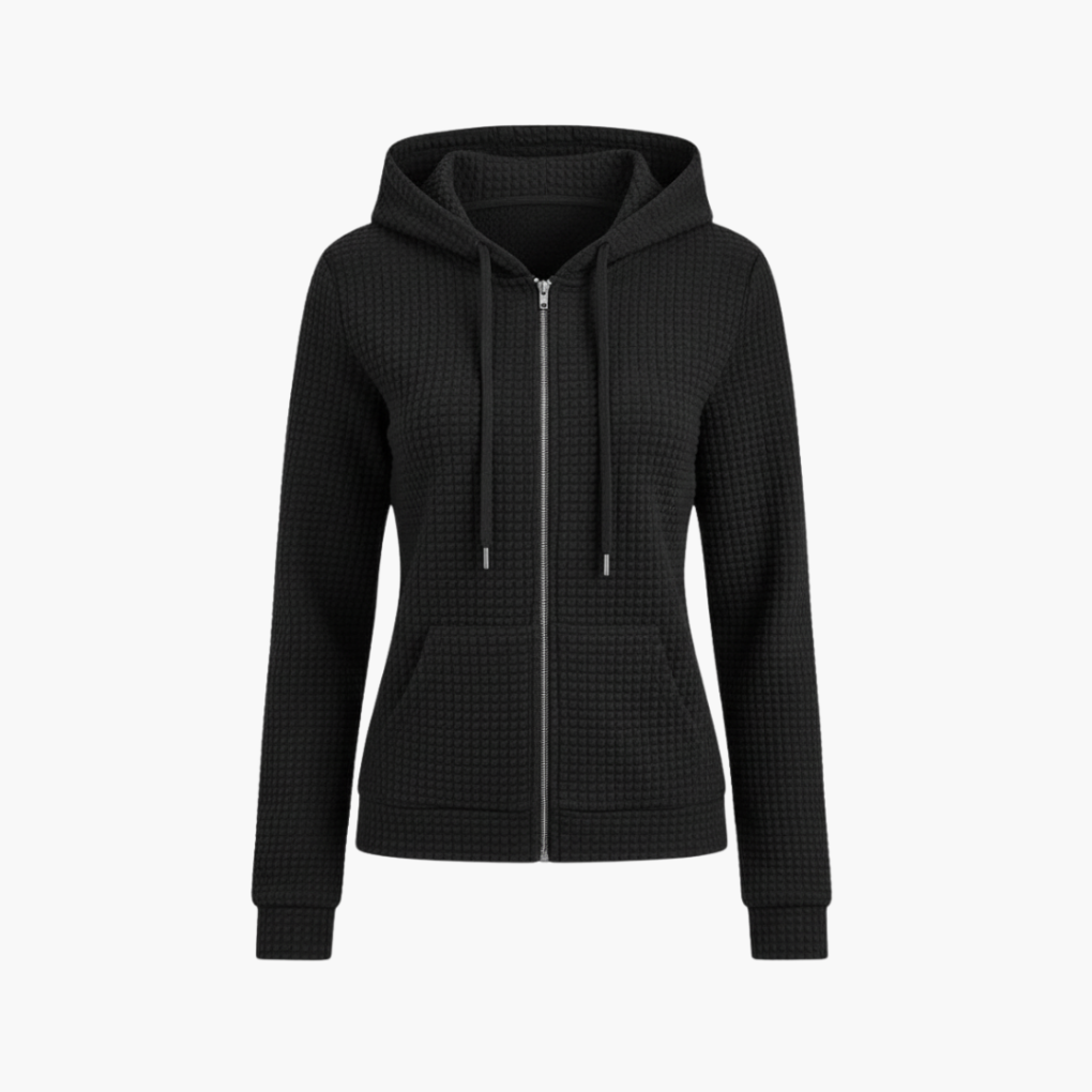Sweat à capuche femme zippé avec cordon de serrage