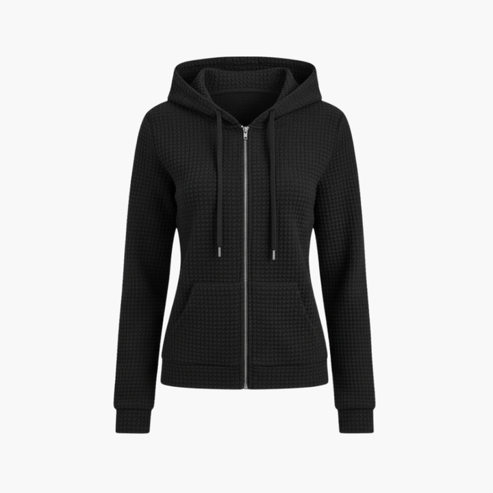 Sweat à capuche femme zippé avec cordon de serrage