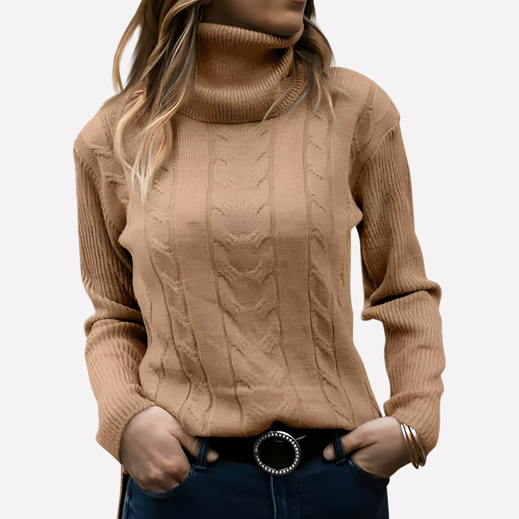 Pull-over Col Roulé Femme – Style Décontracté Quotidien