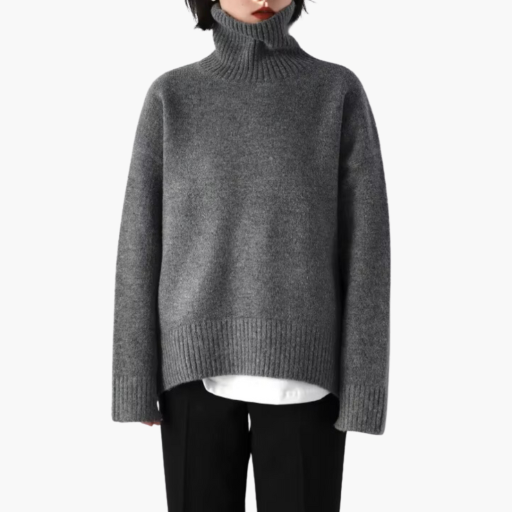 Pull col roulé pour femmes avec manches longues et texture ribbée