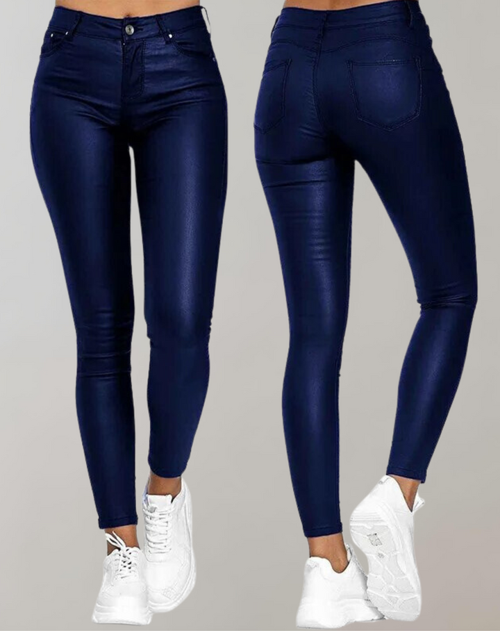 Pantalons en cuir PU haut taille élégants pour femmes