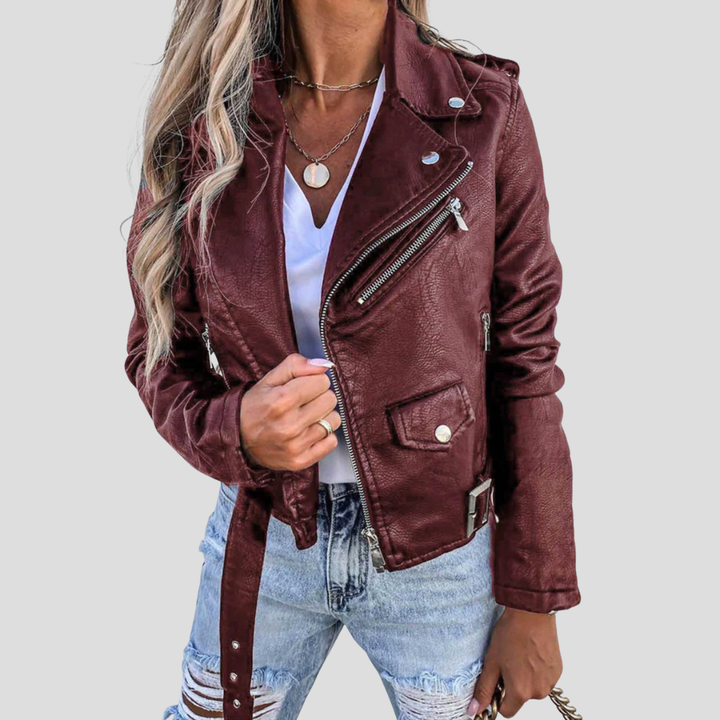 Veste en cuir doublée pour femme