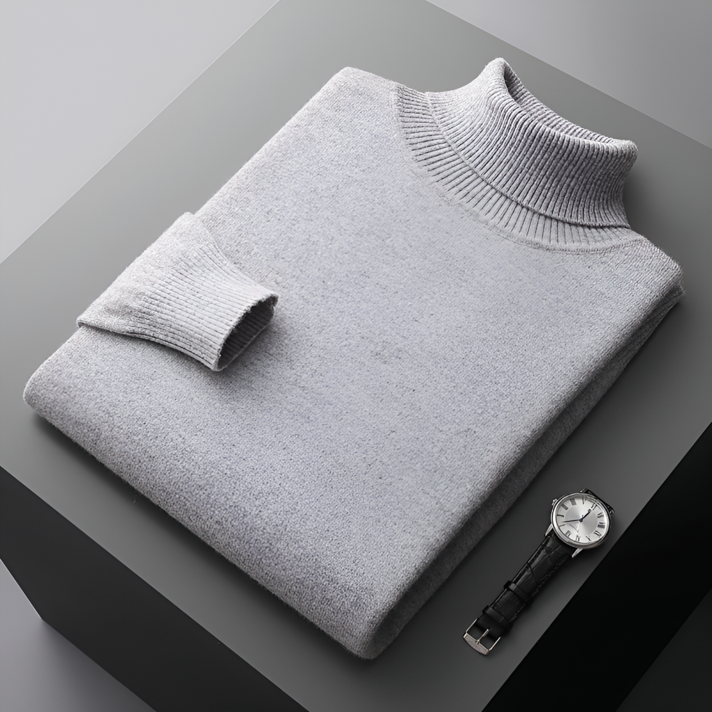 Pull en laine fine pour homme de haute qualité à col roulé