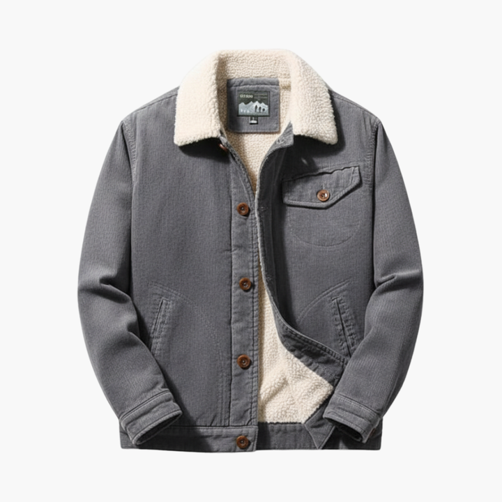 Veste en Corduroy pour Homme avec Doublure Sherpa et Fermeture Bouton