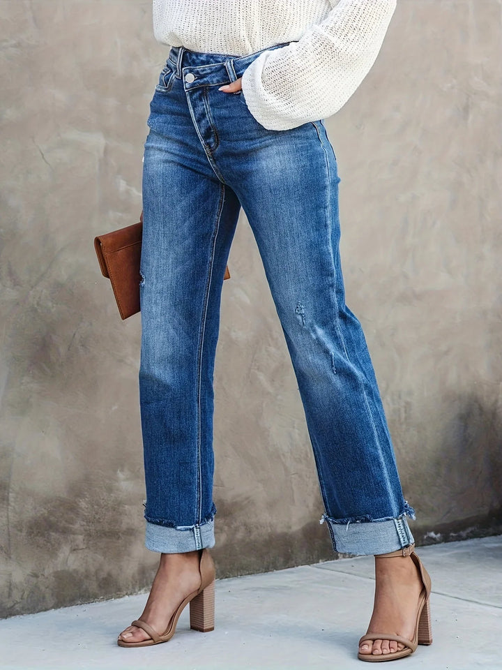 Jeans Droite Asymétrique Femme