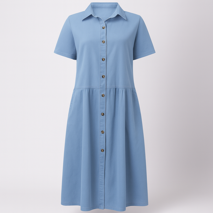 Robe en Denim Femme Bouton-verse