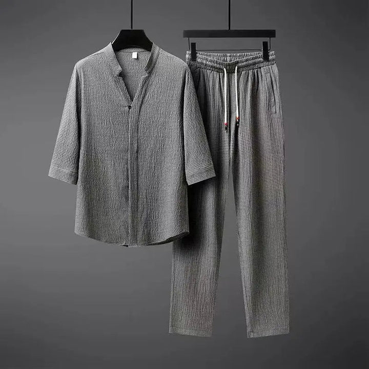 Ensemble de Survêtement en Lin Vintage pour Hommes 2 Pièces Confort Classique avec une Touche Moderne