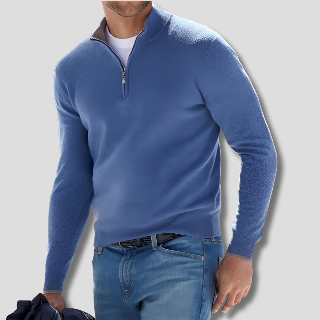 Pull-over en coton pour homme avec col zippé