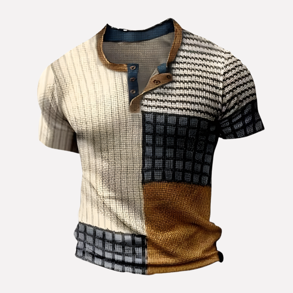 T-shirt casual en maille waffle pour homme