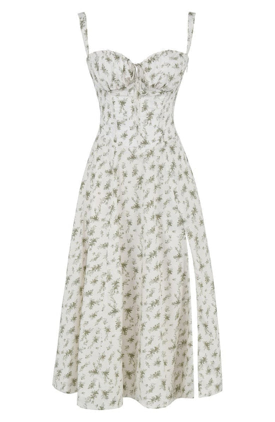 Robe Florale Sculptee à la Taille