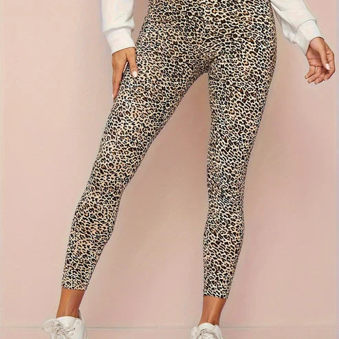 Leggings à Taille Haute Imprimé Léopard pour Femme