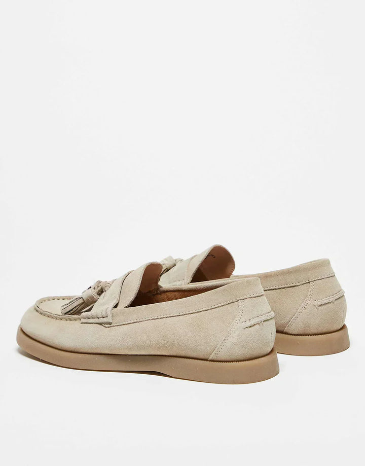 Mocassins de luxe en suède avec détails en frange