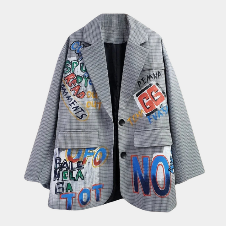 Blazer Femme Surdimensionné avec Motif Check Subtil