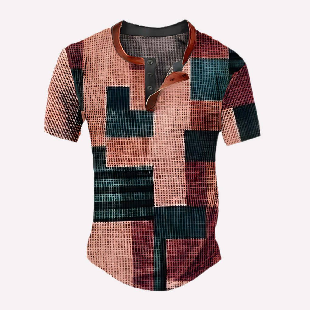 T-shirt casual en maille waffle pour homme