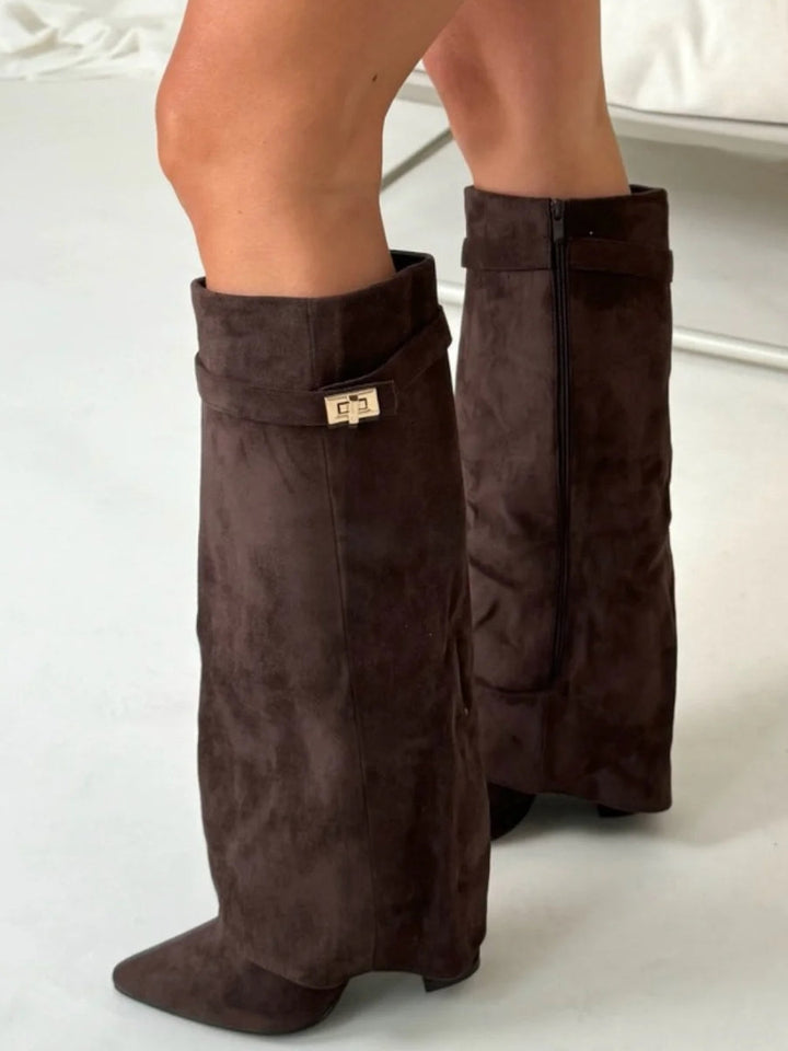 Bottes en Suède Hauteur Genou avec Talons