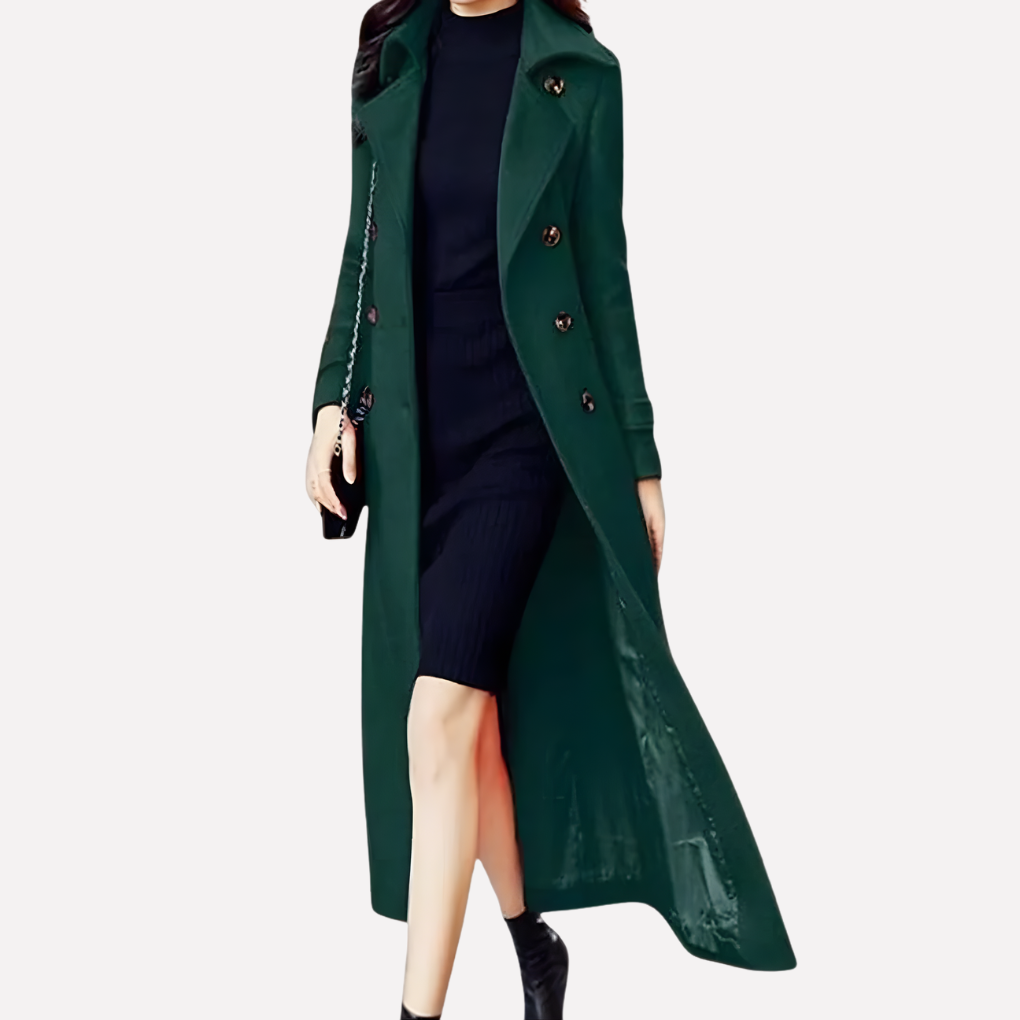 Manteau Long Femme Col Châle avec Ceinture