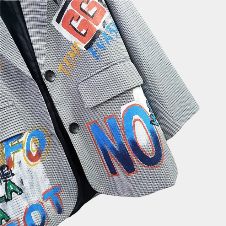 Blazer Femme Surdimensionné avec Motif Check Subtil