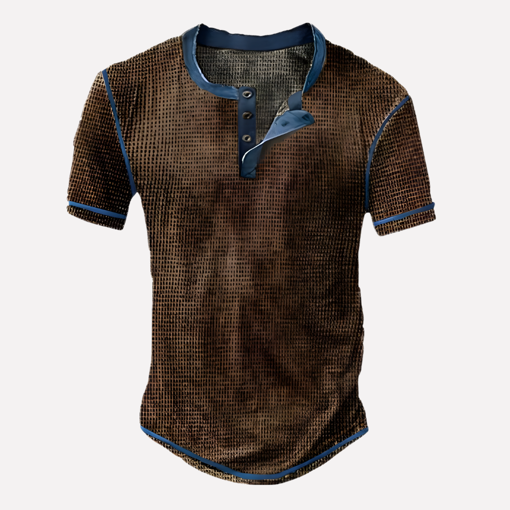 T-shirt casual en maille waffle pour homme