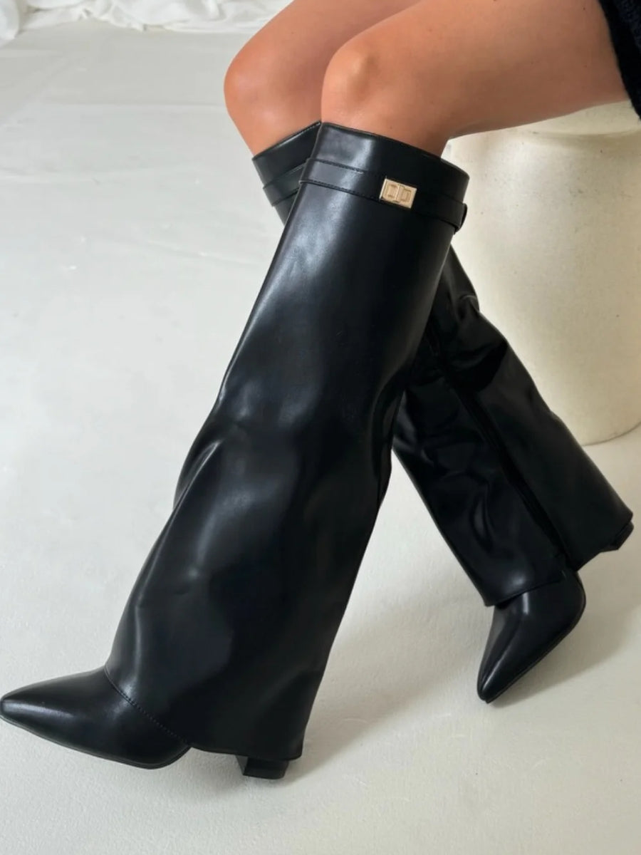 Bottes en Suède Hauteur Genou avec Talons