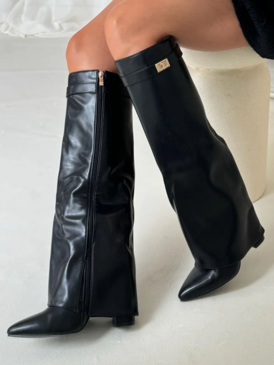 Bottes en Suède Hauteur Genou avec Talons