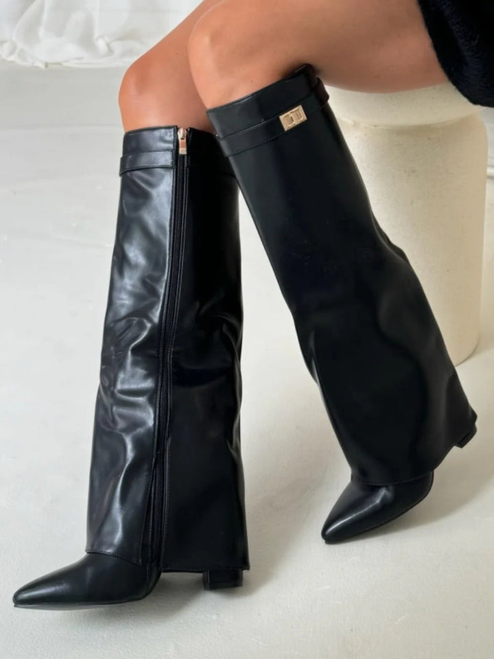 Bottes en Suède Hauteur Genou avec Talons