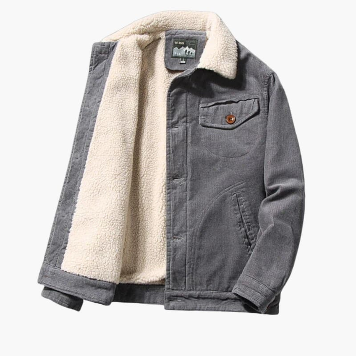 Veste en Corduroy pour Homme avec Doublure Sherpa et Fermeture Bouton