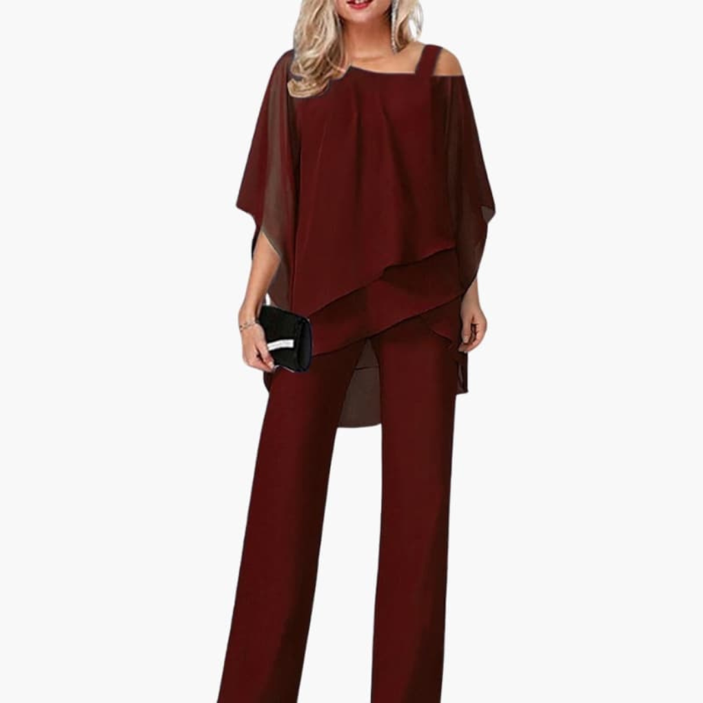 Combinaison Femme avec Épaule Décollée et Pantalons Amples