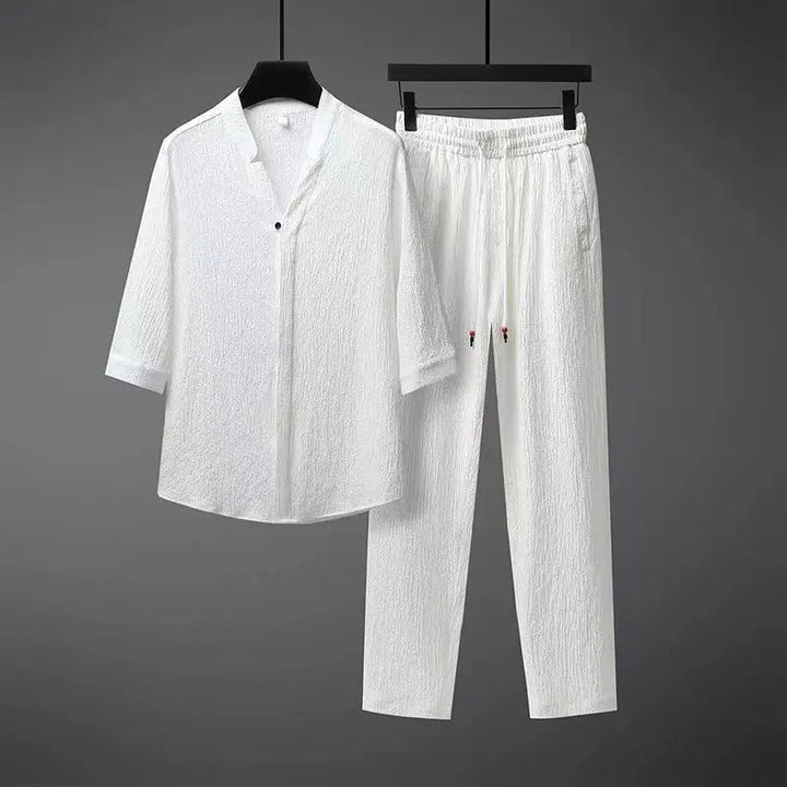 Ensemble de Survêtement en Lin Vintage pour Hommes 2 Pièces Confort Classique avec une Touche Moderne