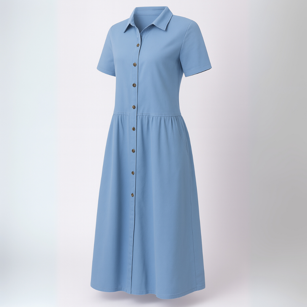 Robe en Denim Femme Bouton-verse