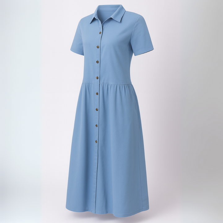 Robe en Denim Femme Bouton-verse