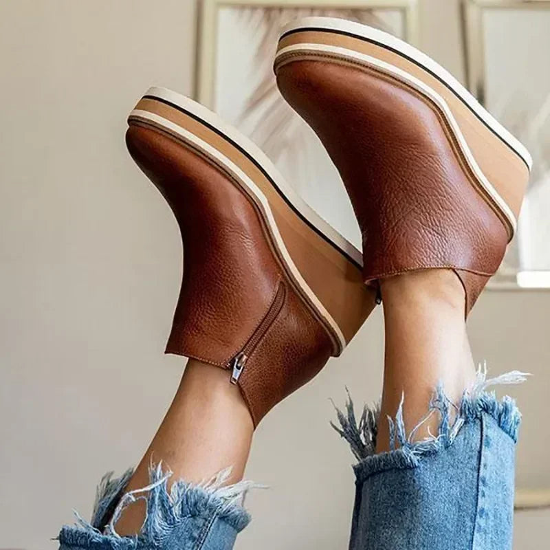 Bottes Cheville à Talons Épais pour Femmes avec Charme Vintage