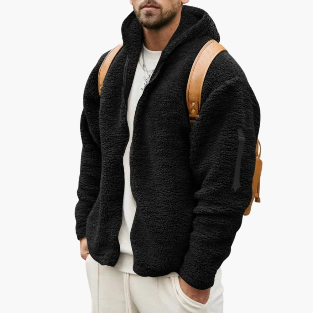 Veste en polaire pour homme avec capuche et zip complet