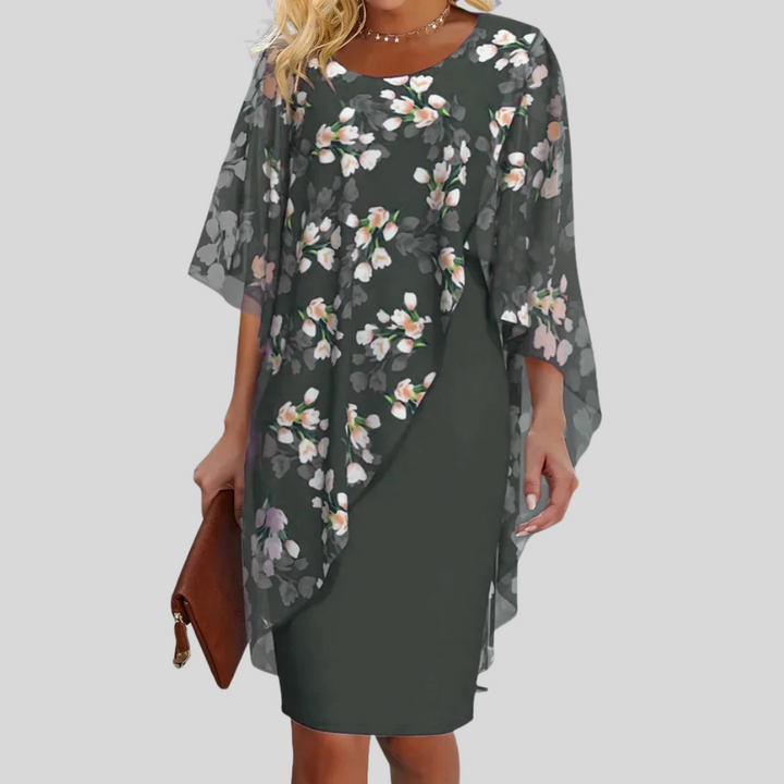 Robe Chiffon Florale Élégante – Style Gracieux avec Imprimés Féminins