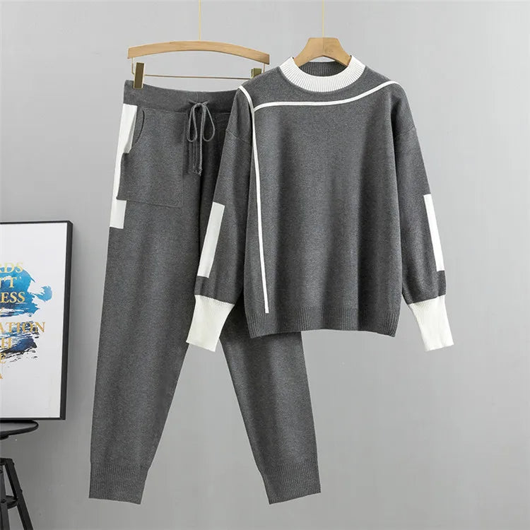 Ensemble Tricoté Chaud 2 Pièces pour Femmes