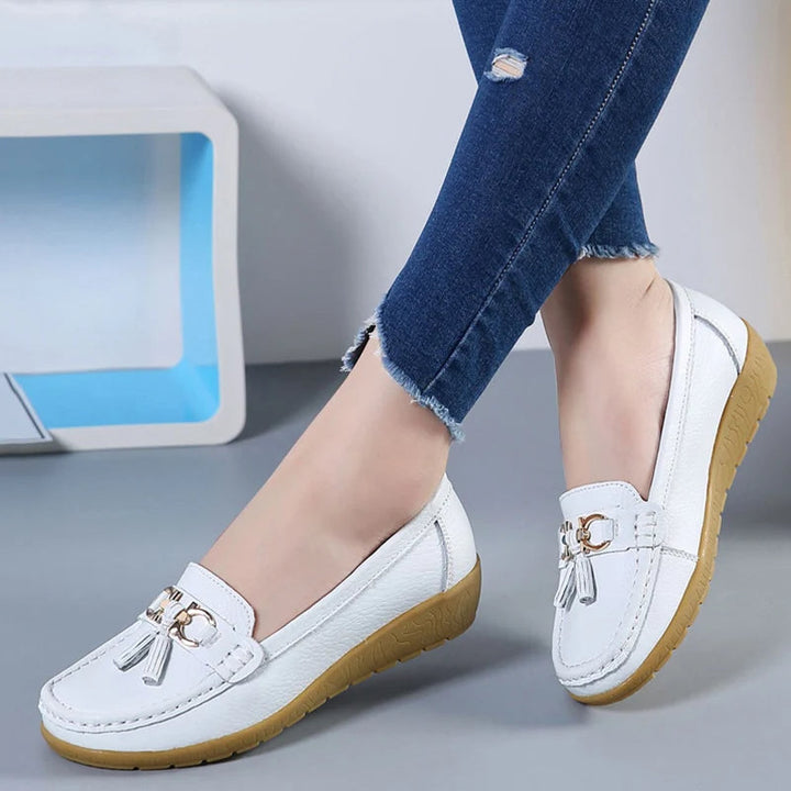Ballerines en cuir découpées pour femmes