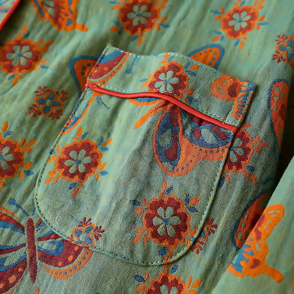 Ensemble de Deux Pièces en Coton avec Impression de Papillon