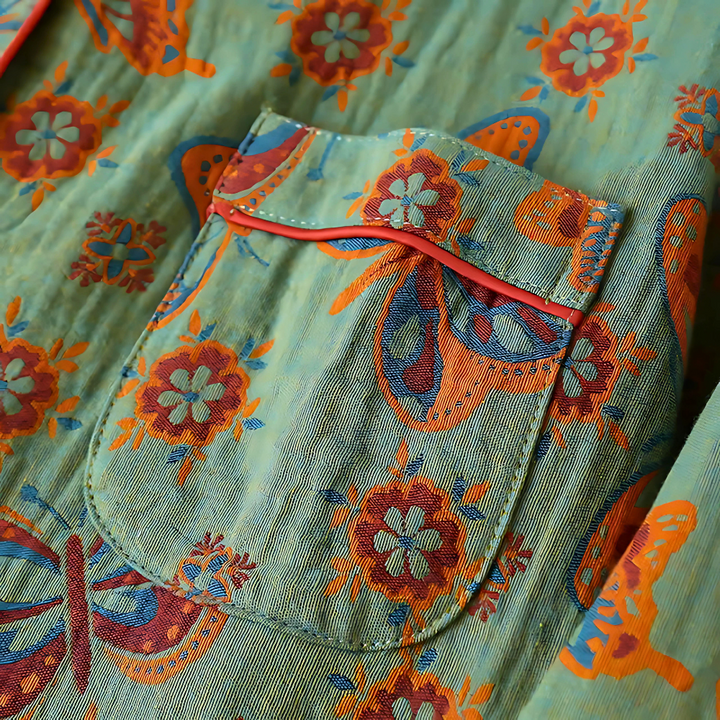 Ensemble de Deux Pièces en Coton avec Impression de Papillon