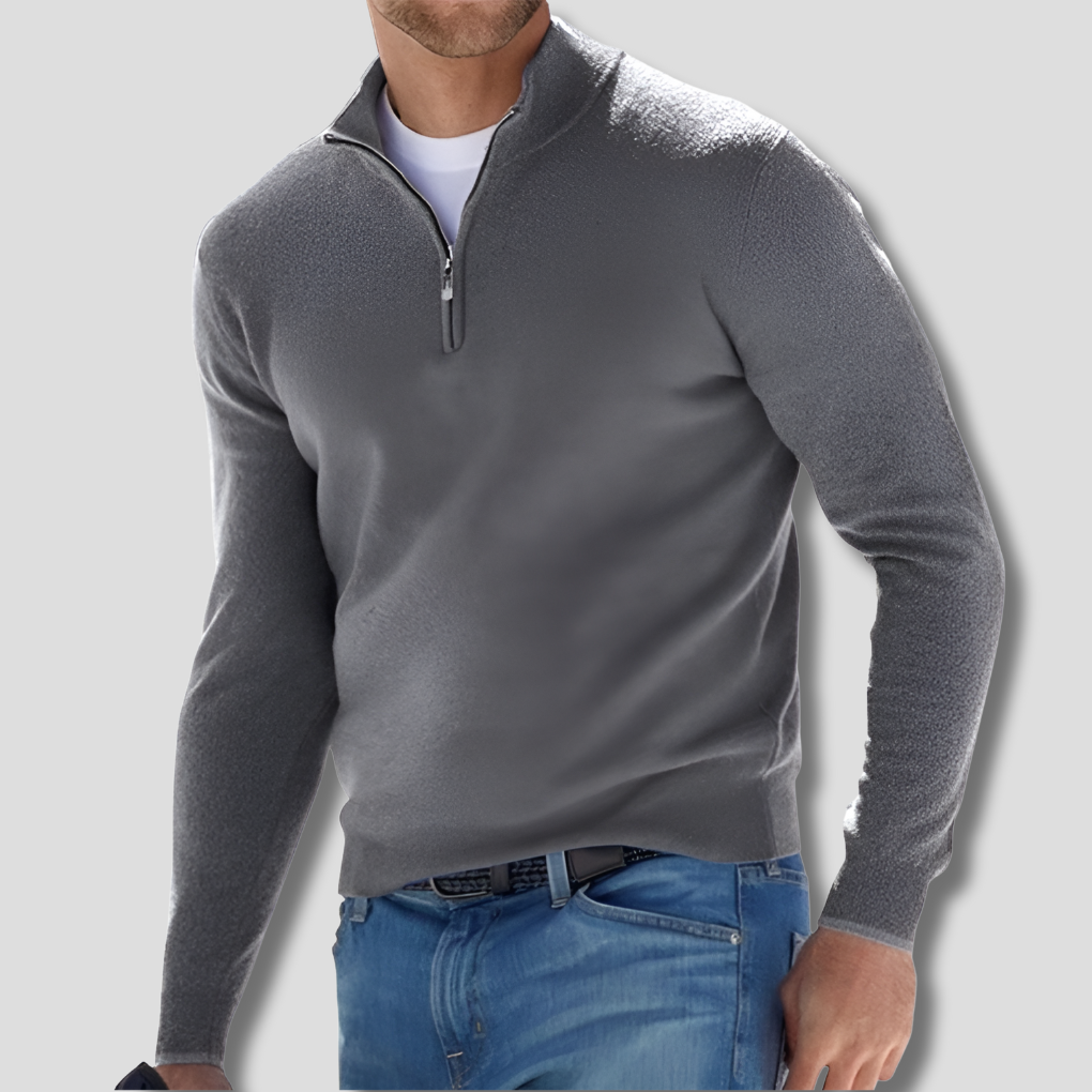 Pull-over en coton pour homme avec col zippé