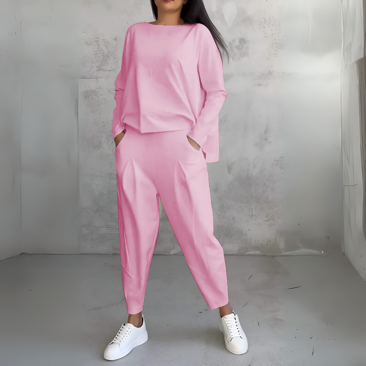 Costume de Loisir Deux Pièces avec Col Rond et Manches Longues