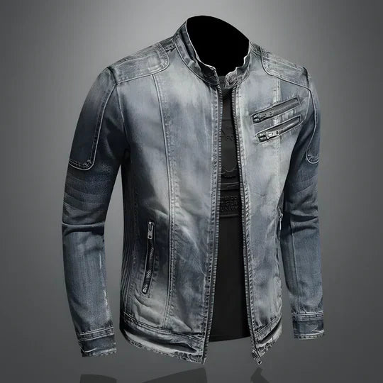 Veste en Denim Rétro pour Hommes : Robustesse Intemporelle Rencontre Confort Quotidien