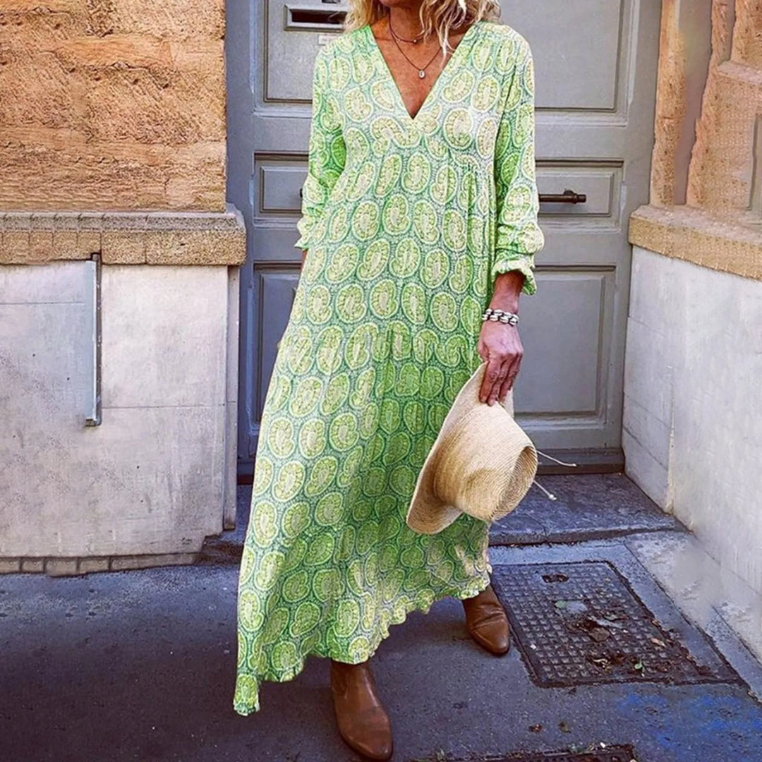Robe Maxi Géométrique Bohowaves — Où le Flair Bohème Rencontre l'Élégance d'Été