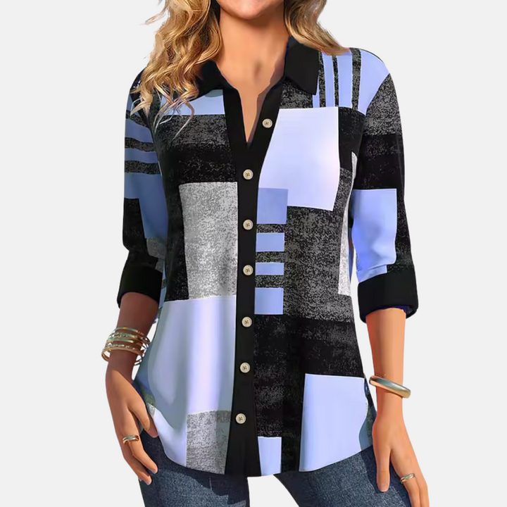 Blouse Casual Femme à Motif Carreaux