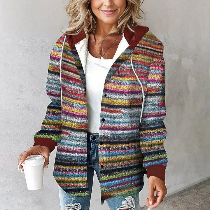 Manteau à capuche à carreaux pour femmes