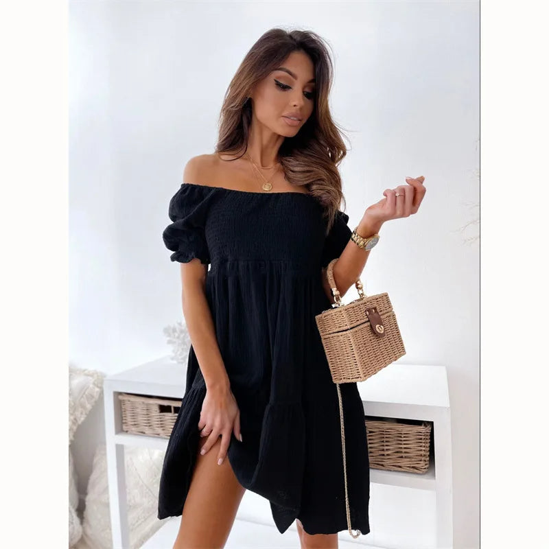 Robe Mini Élégante Une Épaule pour Été