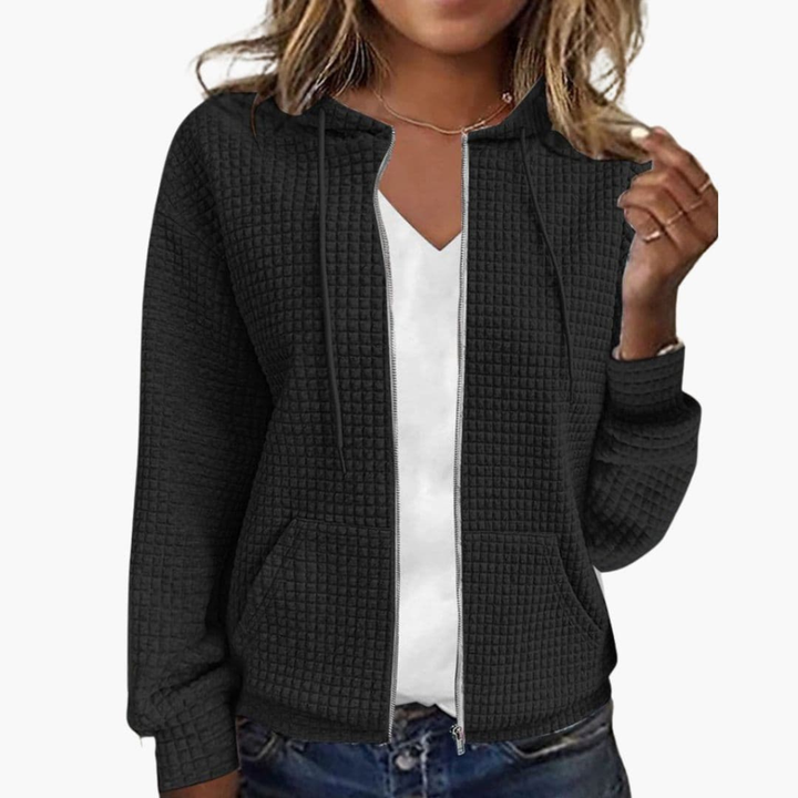 Sweat à capuche femme zippé avec cordon de serrage