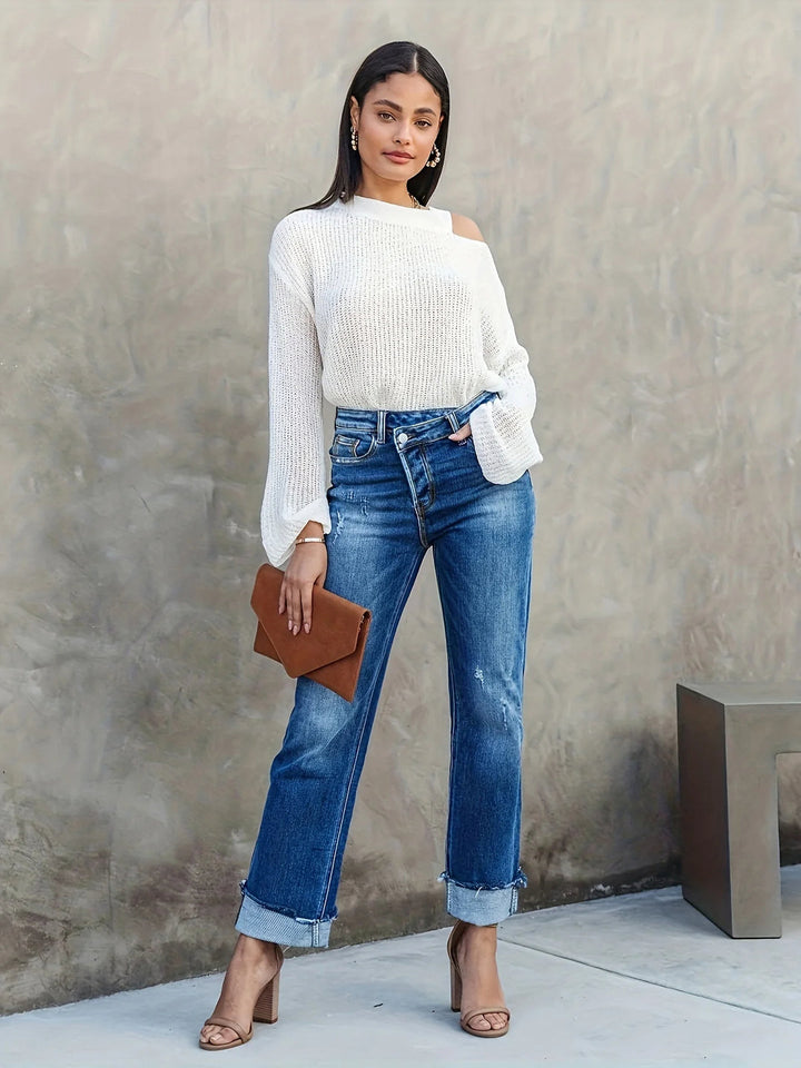 Jeans Droite Asymétrique Femme