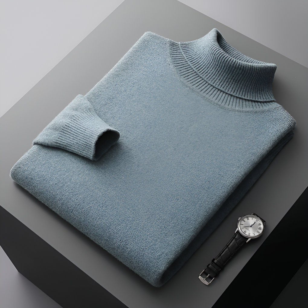 Pull en laine fine pour homme de haute qualité à col roulé