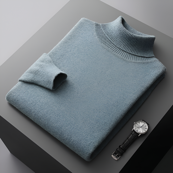 Pull en laine fine pour homme de haute qualité à col roulé