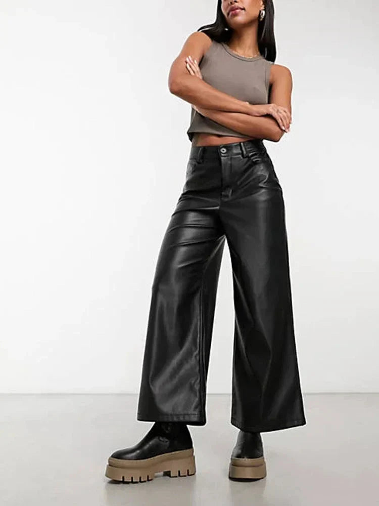Pantalons en cuir hauts de taille SleekEdge pour femmes