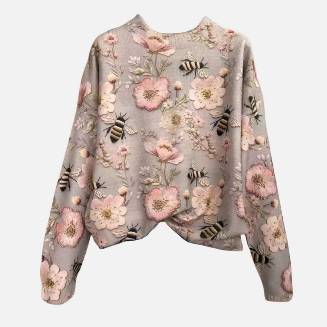 Pull en maille fleur 3D